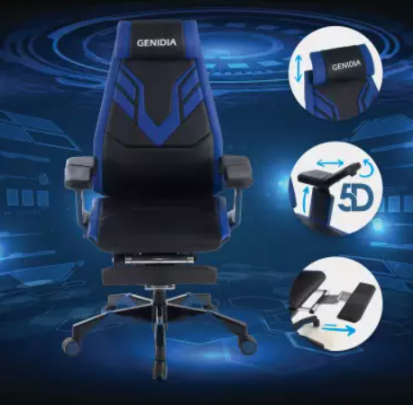 Кресло геймерское GENIDIA GAMING (M-GN-BB-HAL-ML-BL) с подставкой для ног Comfort Seating